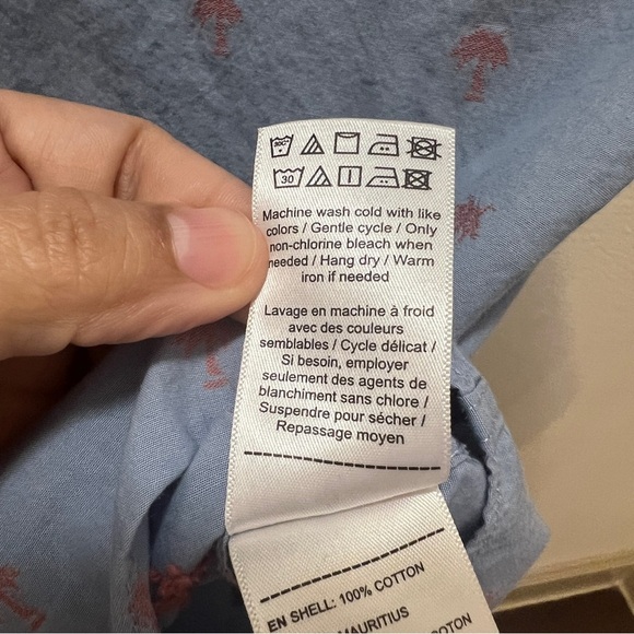 UNTUCKit Hamilton Blue Pink Palm Tree Short Sleeve Button Down Shirt Small - Picture 6 of 8